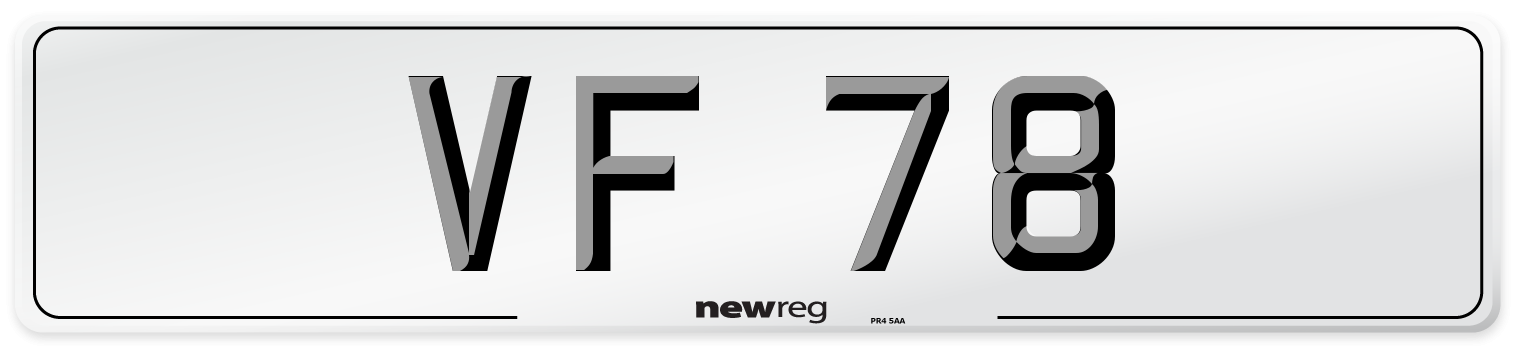VF 78 Number Plate from New Reg